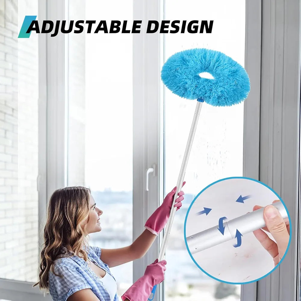 All-in-One Ceiling Fan & Home Duster | Washable Microfiber with Extension Pole (Blue)