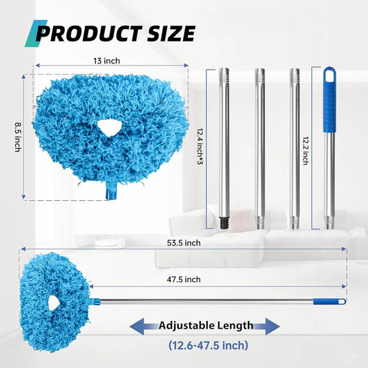 All-in-One Ceiling Fan & Home Duster | Washable Microfiber with Extension Pole (Blue)