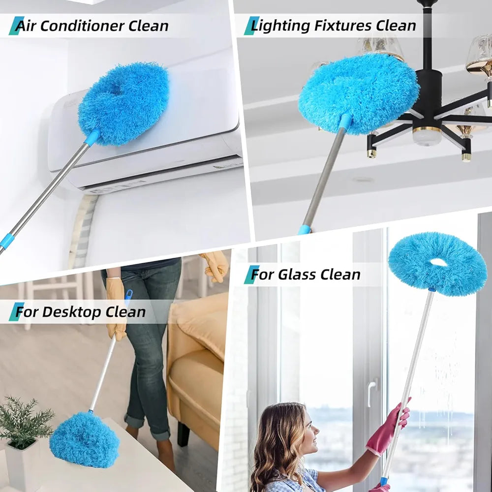 All-in-One Ceiling Fan & Home Duster | Washable Microfiber with Extension Pole (Blue)